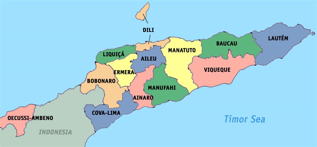 Большая административная карта Восточного Тимора
