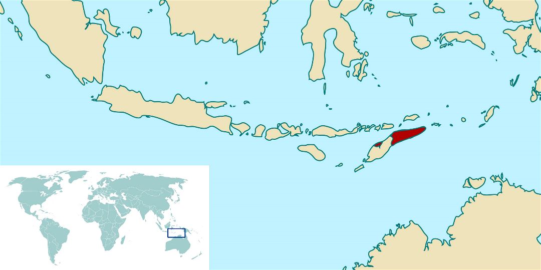 Большая карта расположения Восточного Тимора