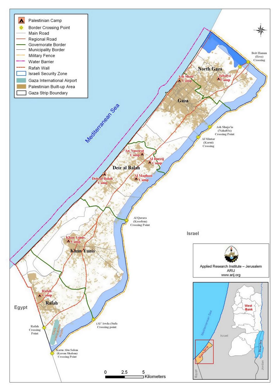 Карта сектора Газа с другими пометками