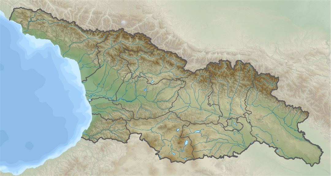 Большая карта рельефа Грузии