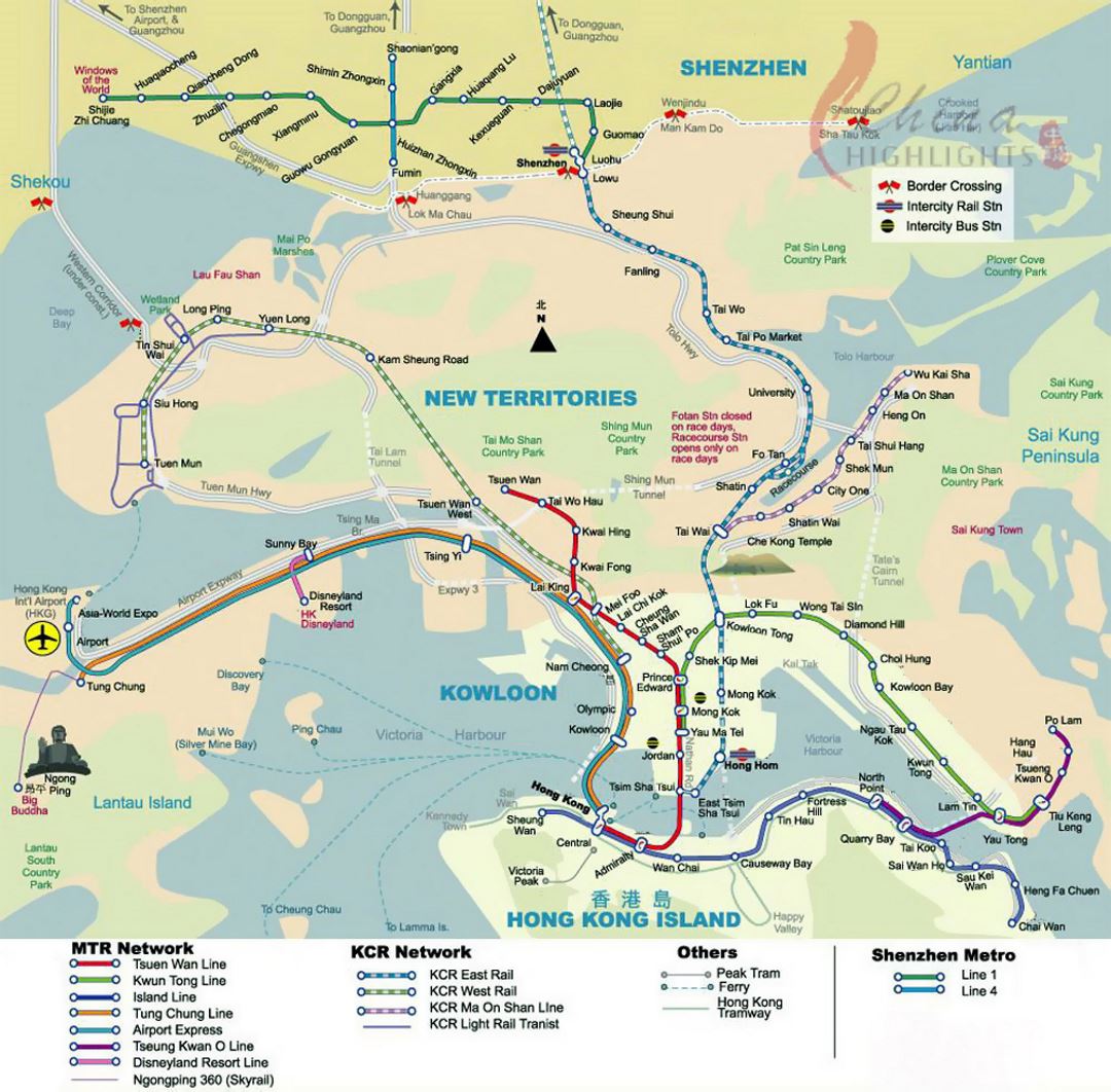 Карта городского транспорта Гонконга