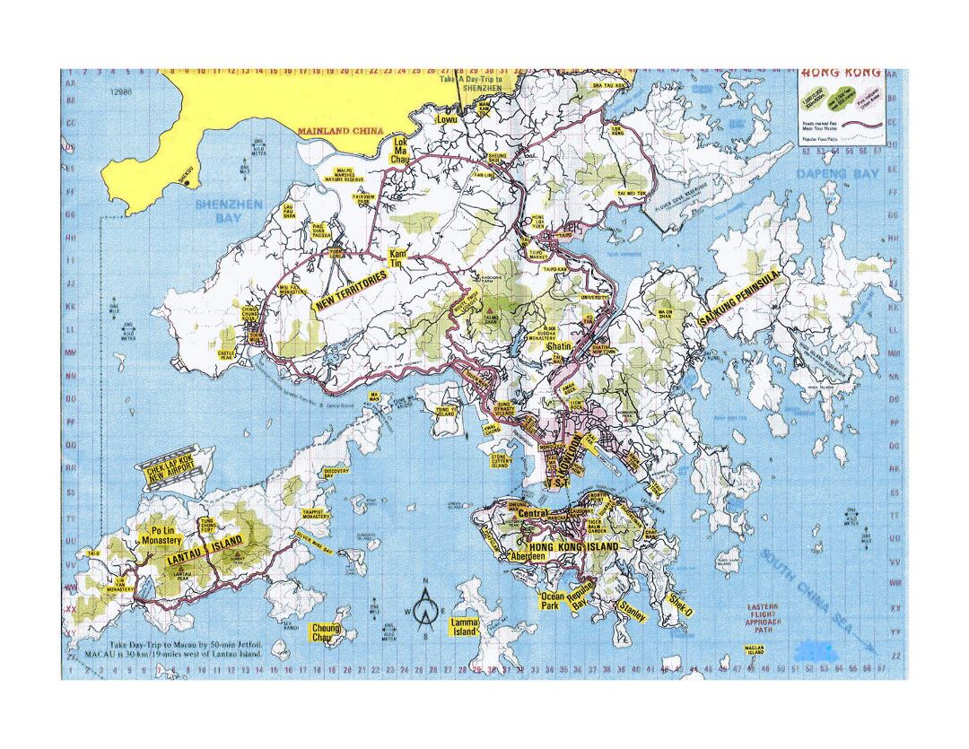 Большая топографическая карта Гонконга