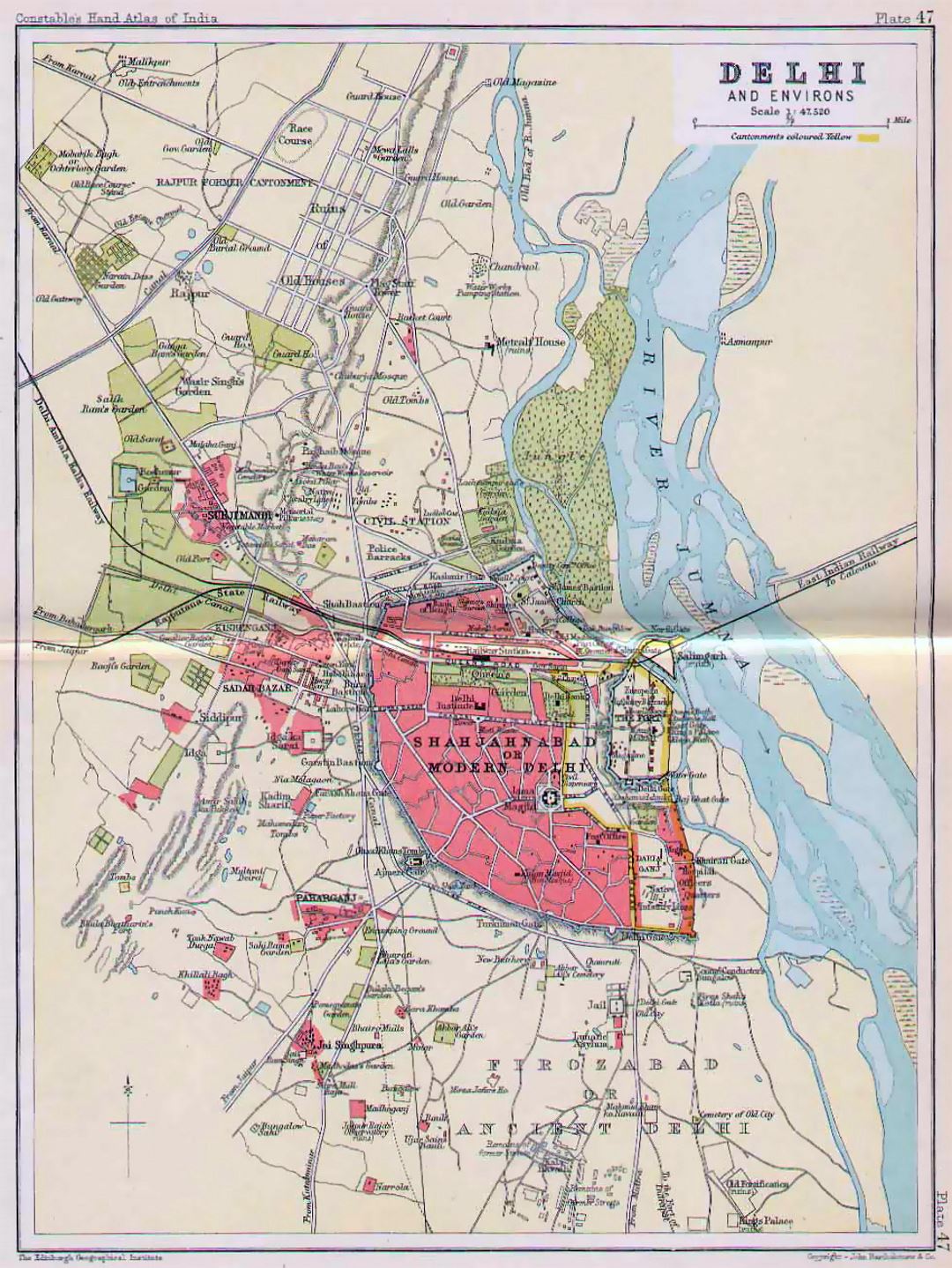 Детальная старая карта Дели - 1893