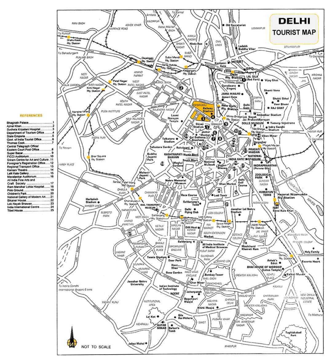 Детальная туристическая карта города Дели