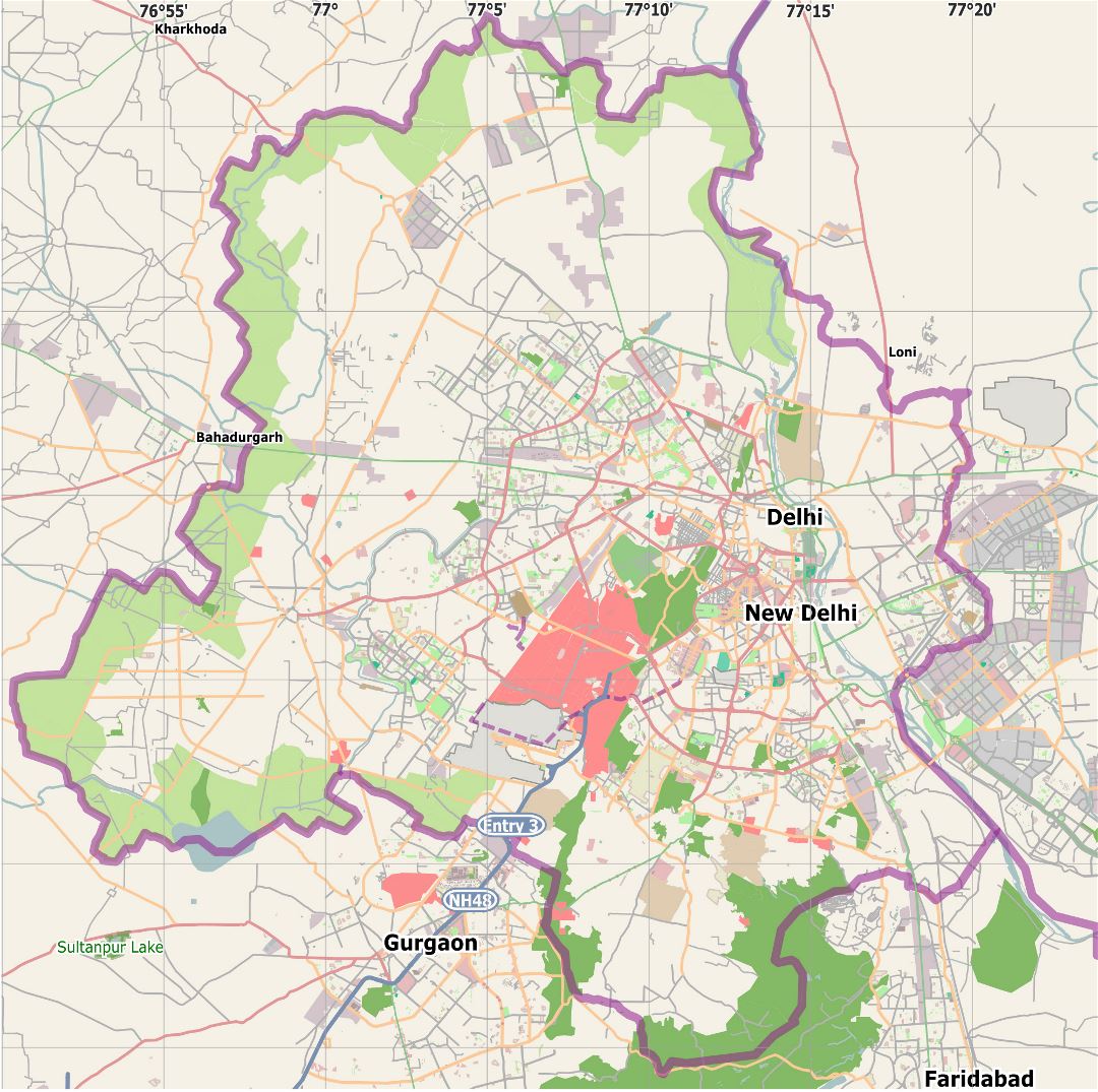 Большая карта дорог города Дели