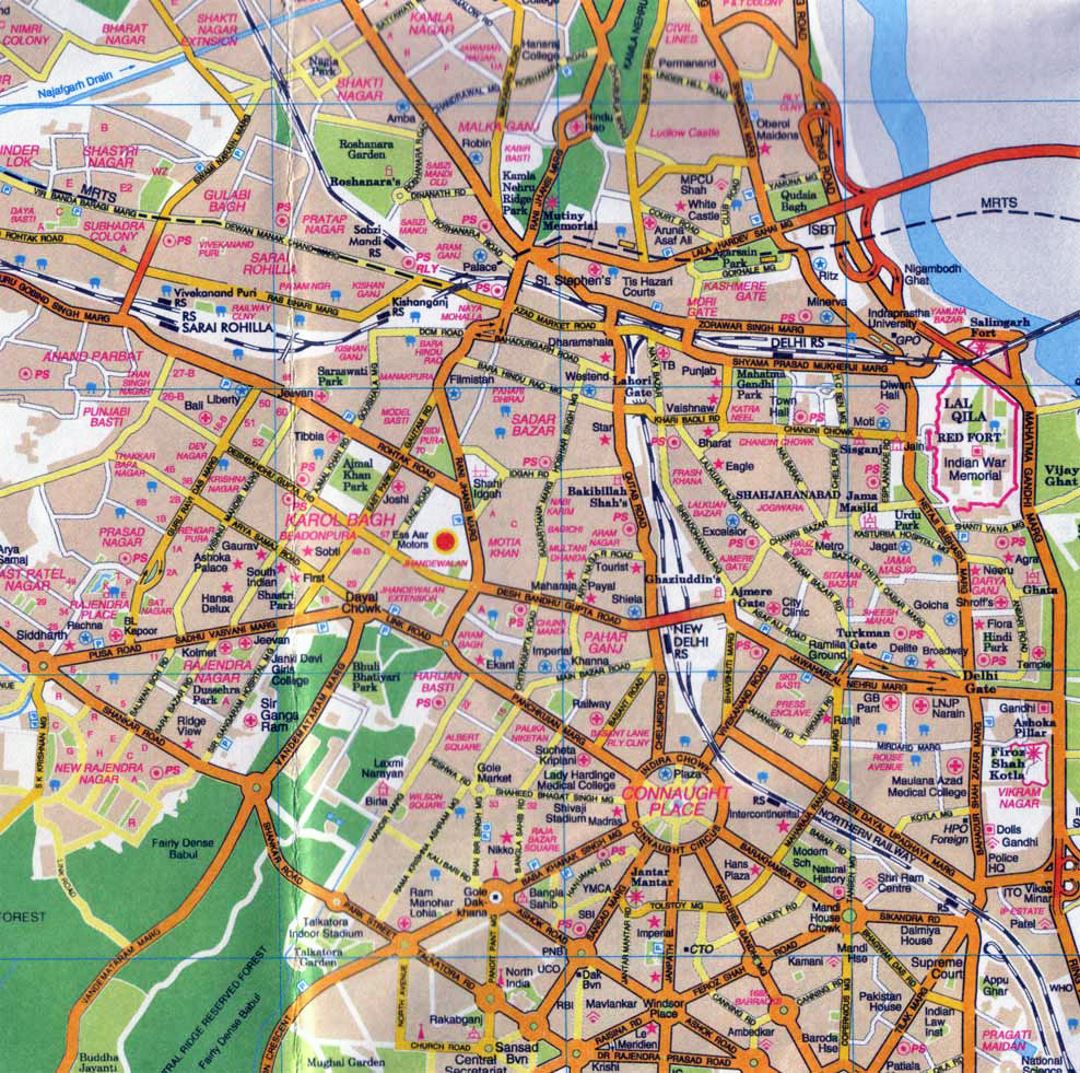 Карта дорог центральной части города Дели