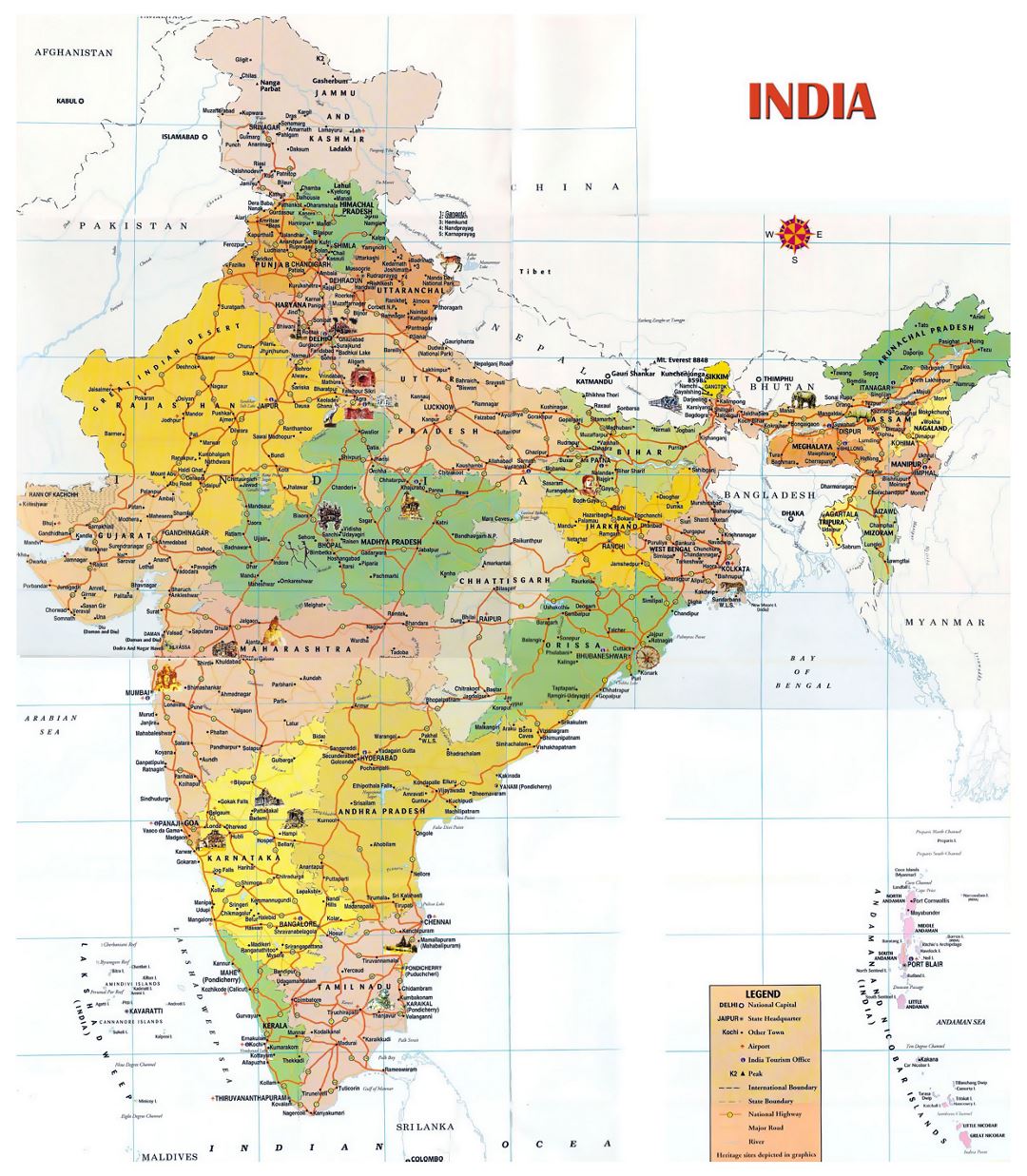 Туристическая карта Индии
