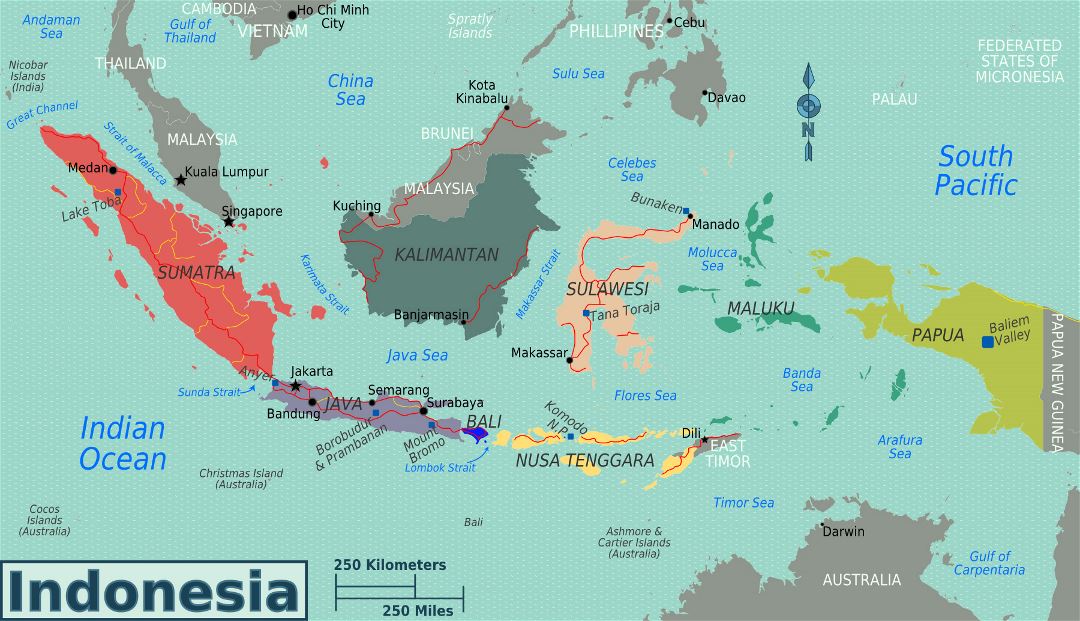 Большая карта регионов Индонезии