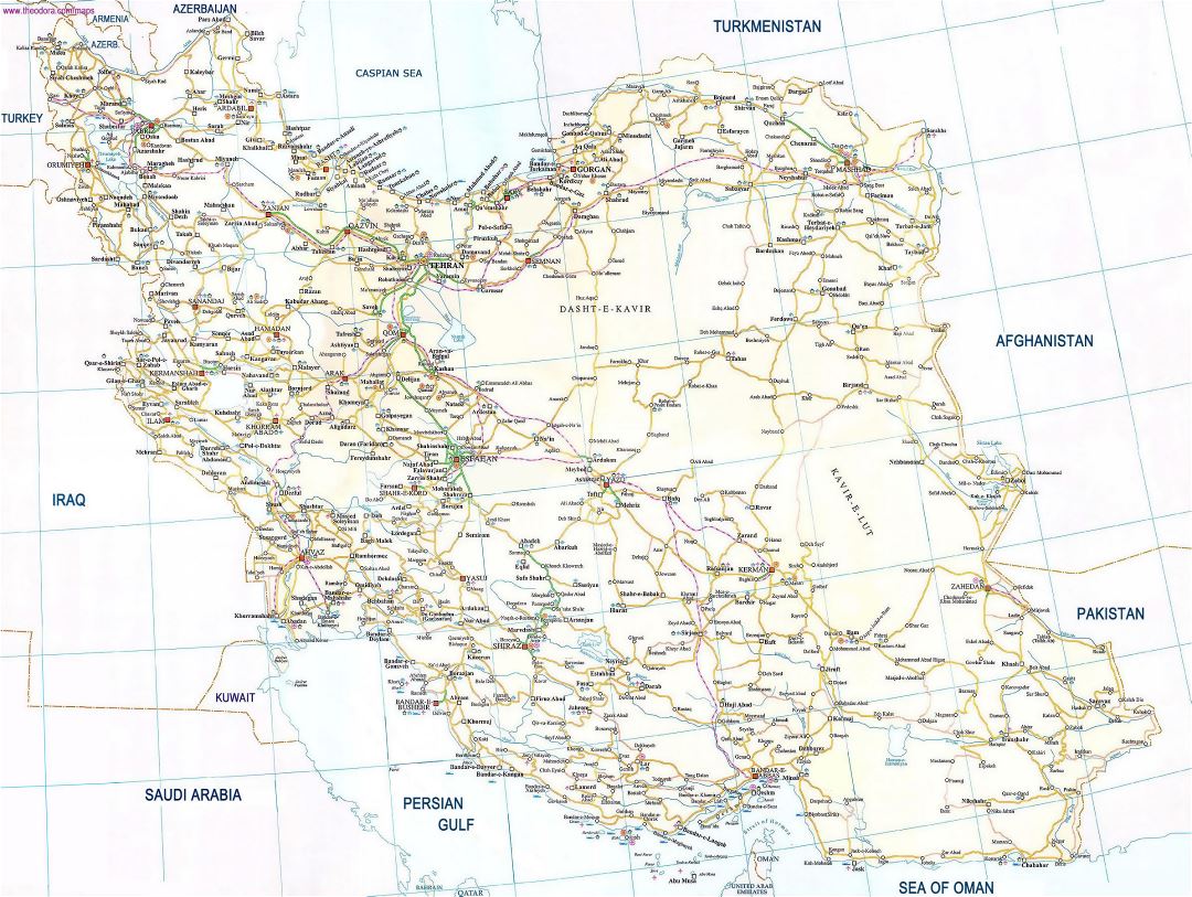 Большая карта дорог Ирана