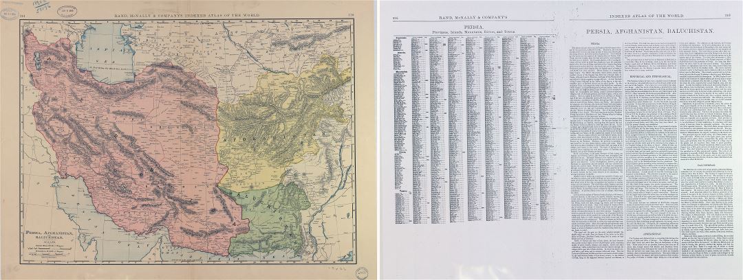 Крупномасштабная детальная старая карта Персии, Афганистана и Белуджистана - 1898