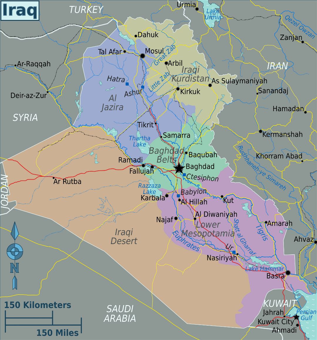 Большая карта регионов Ирака