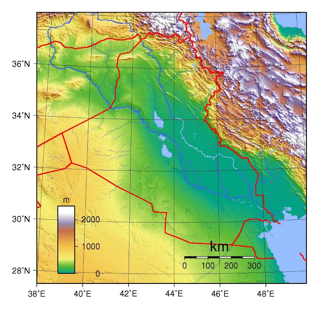 Большая топографическая карта Ирака
