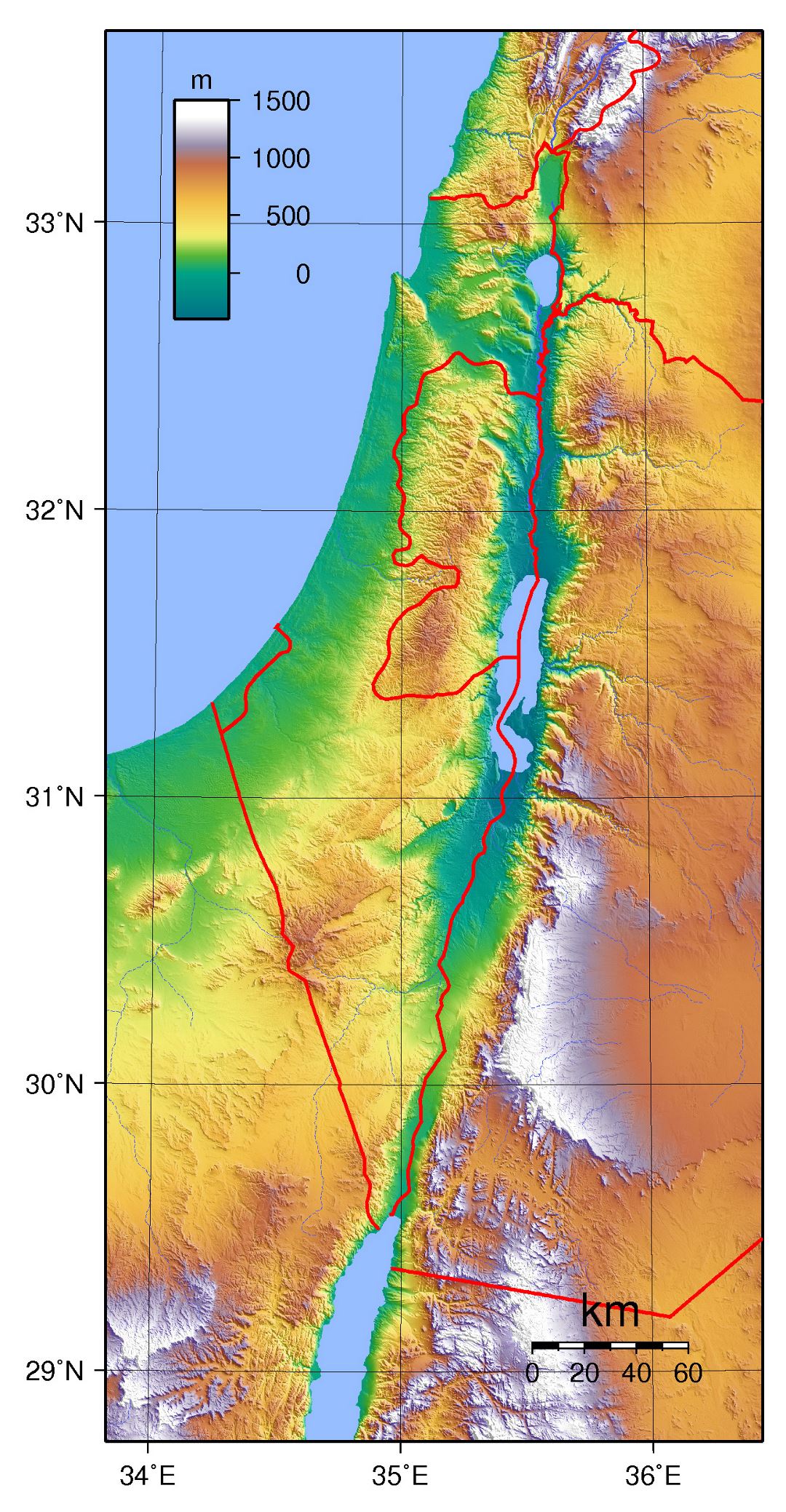 Большая топографическая карта Израиля