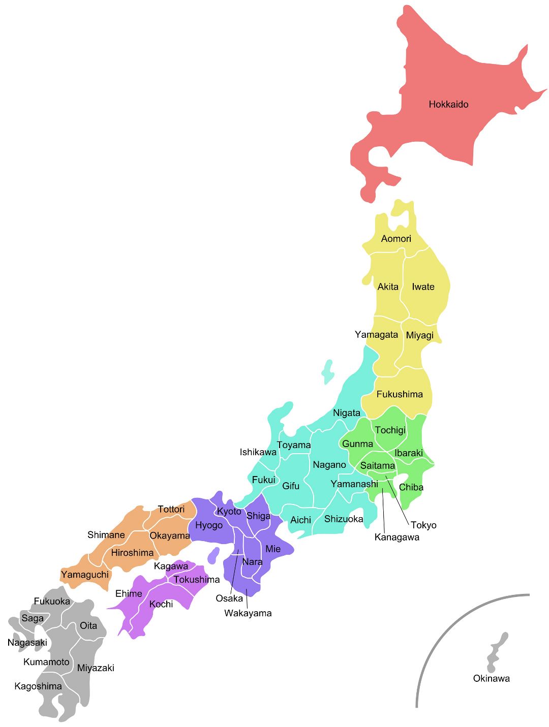 Большая административная карта Японии