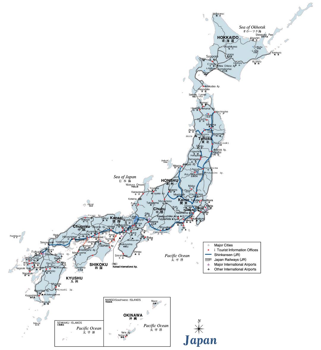 Большая карта дорог Японии