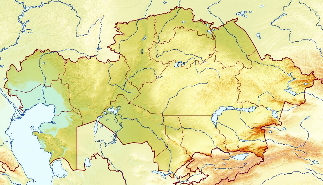 Большая карта рельефа Казахстана