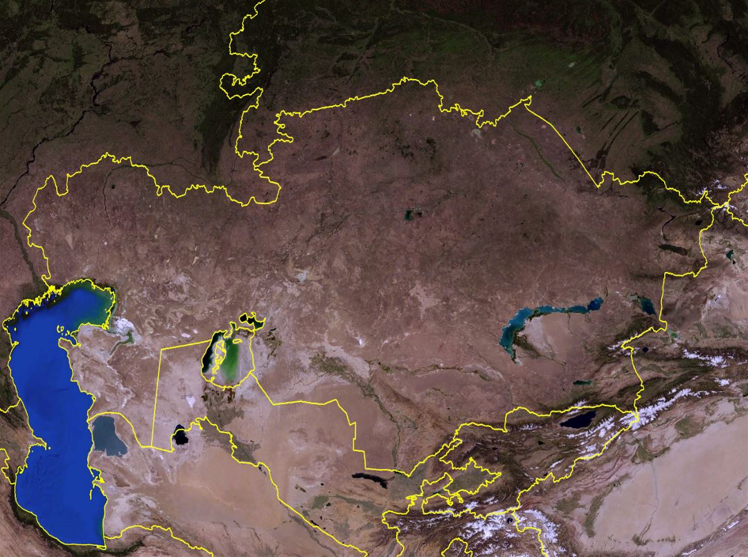 Большая спутниковая карта Казахстана