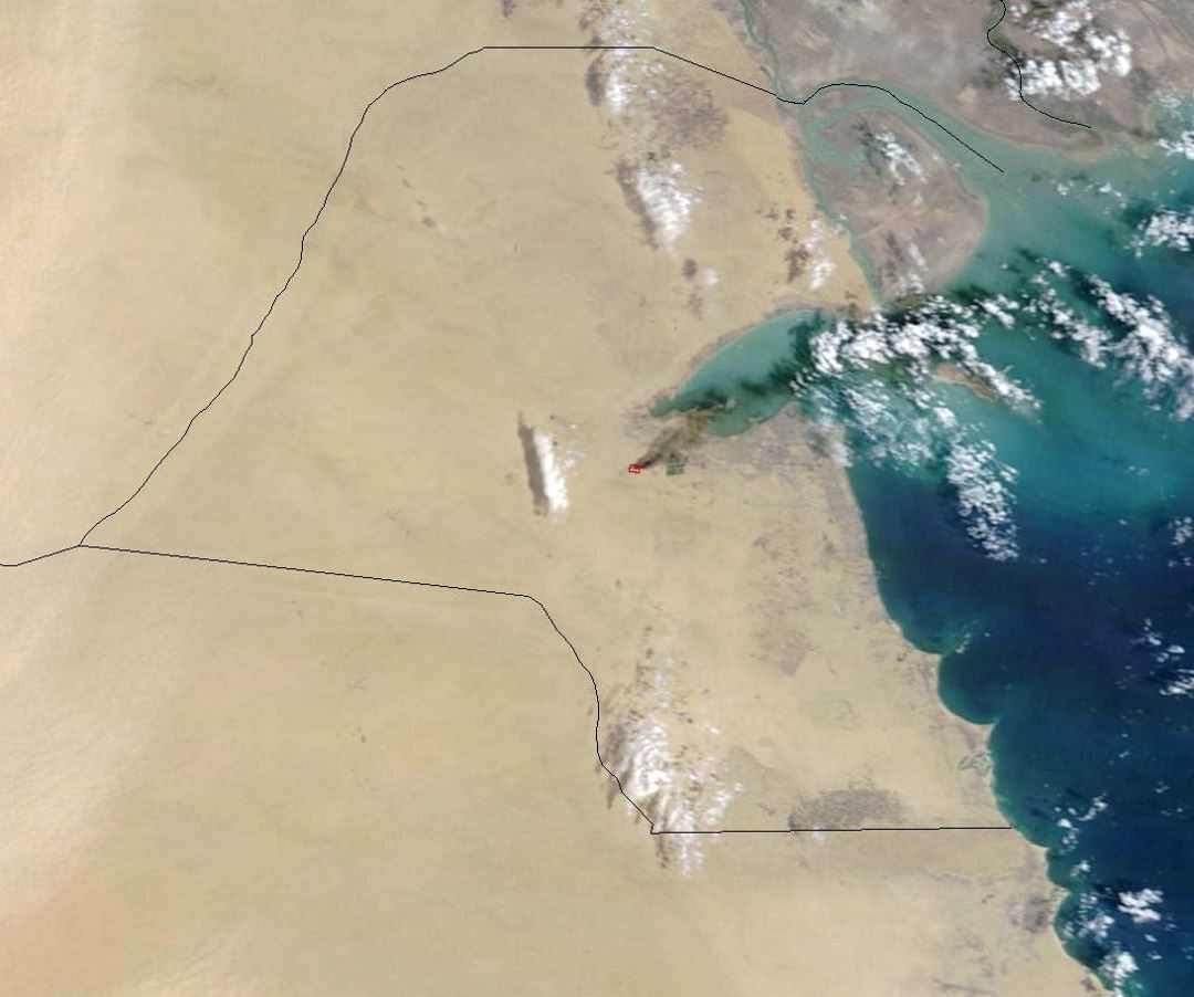 Детальная спутниковая карта Кувейта