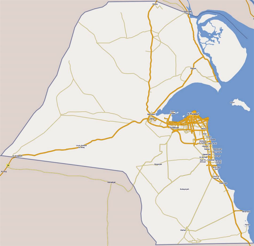 Большая карта дорог Кувейта