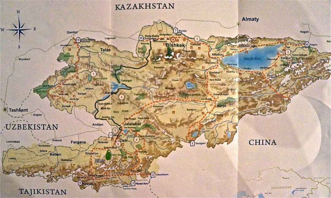 Большая карта Кыргызстана