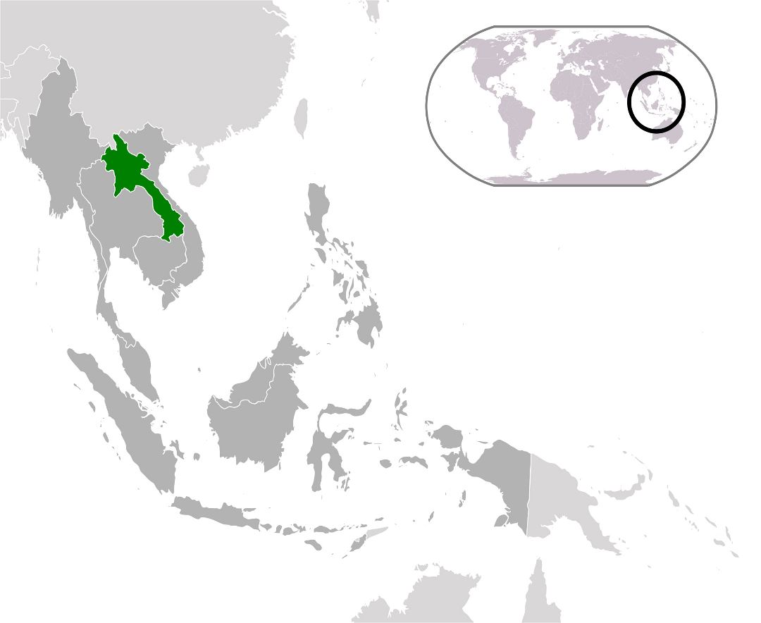 Большая карта расположения Лаоса