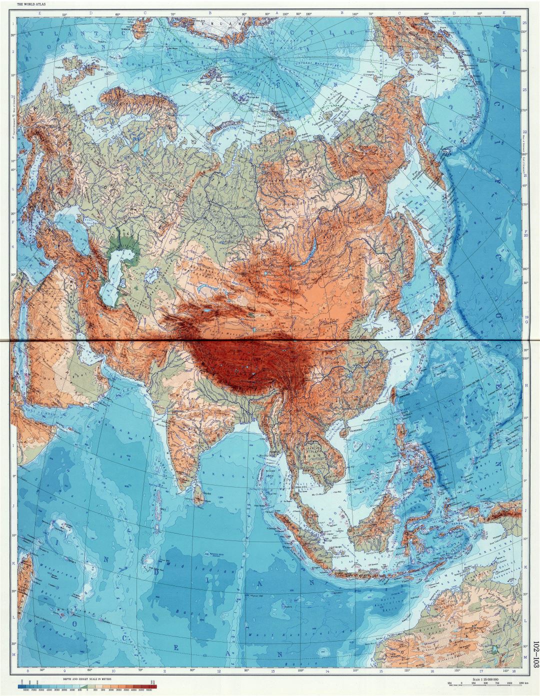 Крупномасштабная детальная физическая (географическая) карта Евразии