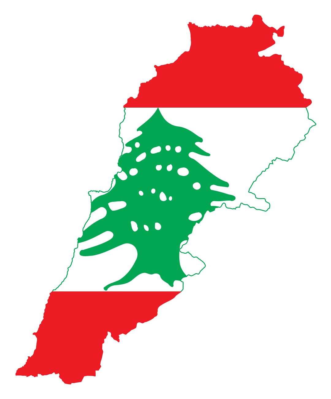 Большая карта флаг Ливана