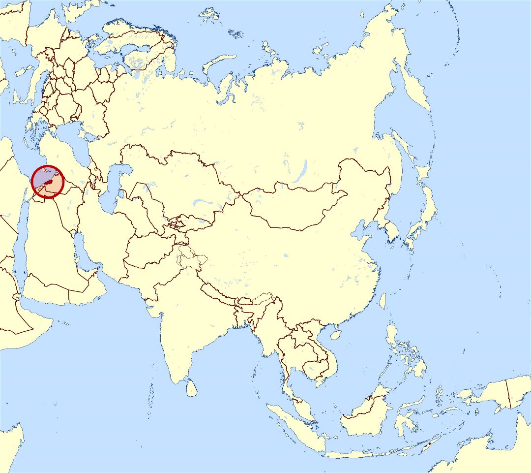 Большая карта расположения Ливана в Азии