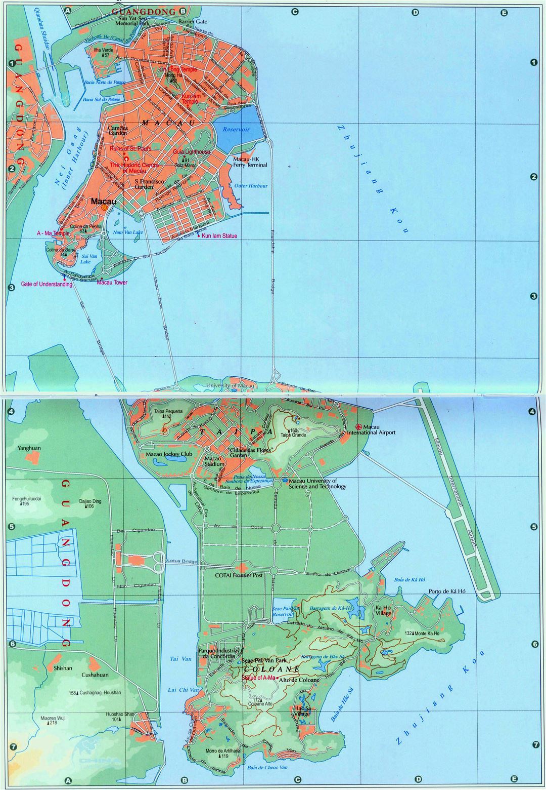 Большая детальная карта дорог Макао