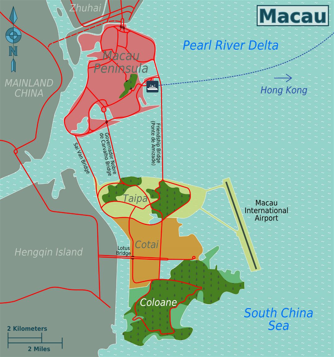 Большая карта районов Макао