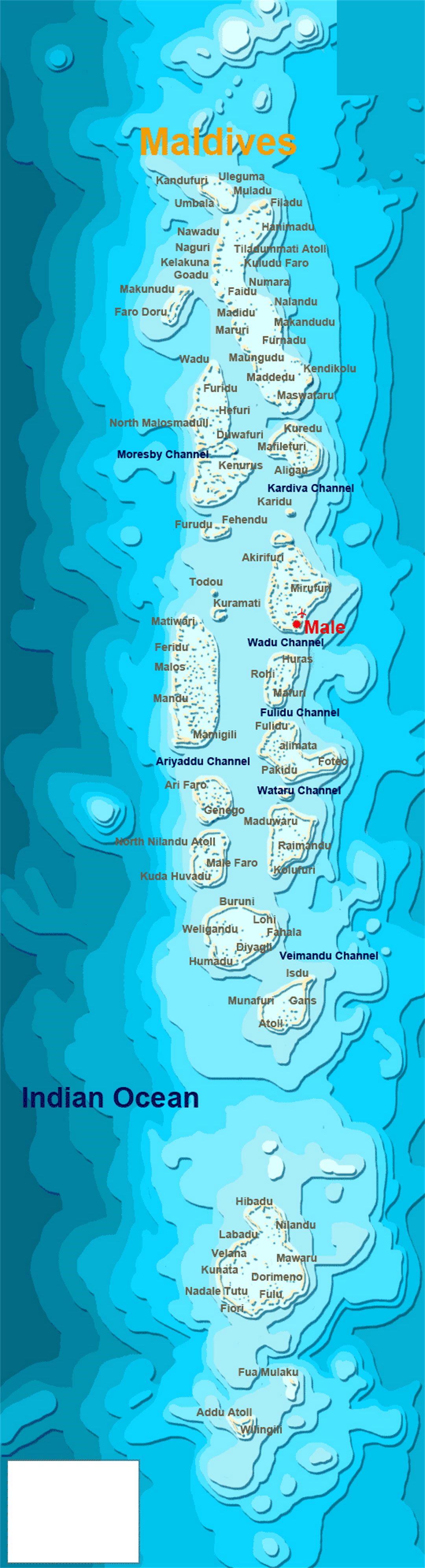 Детальная карта Мальдив