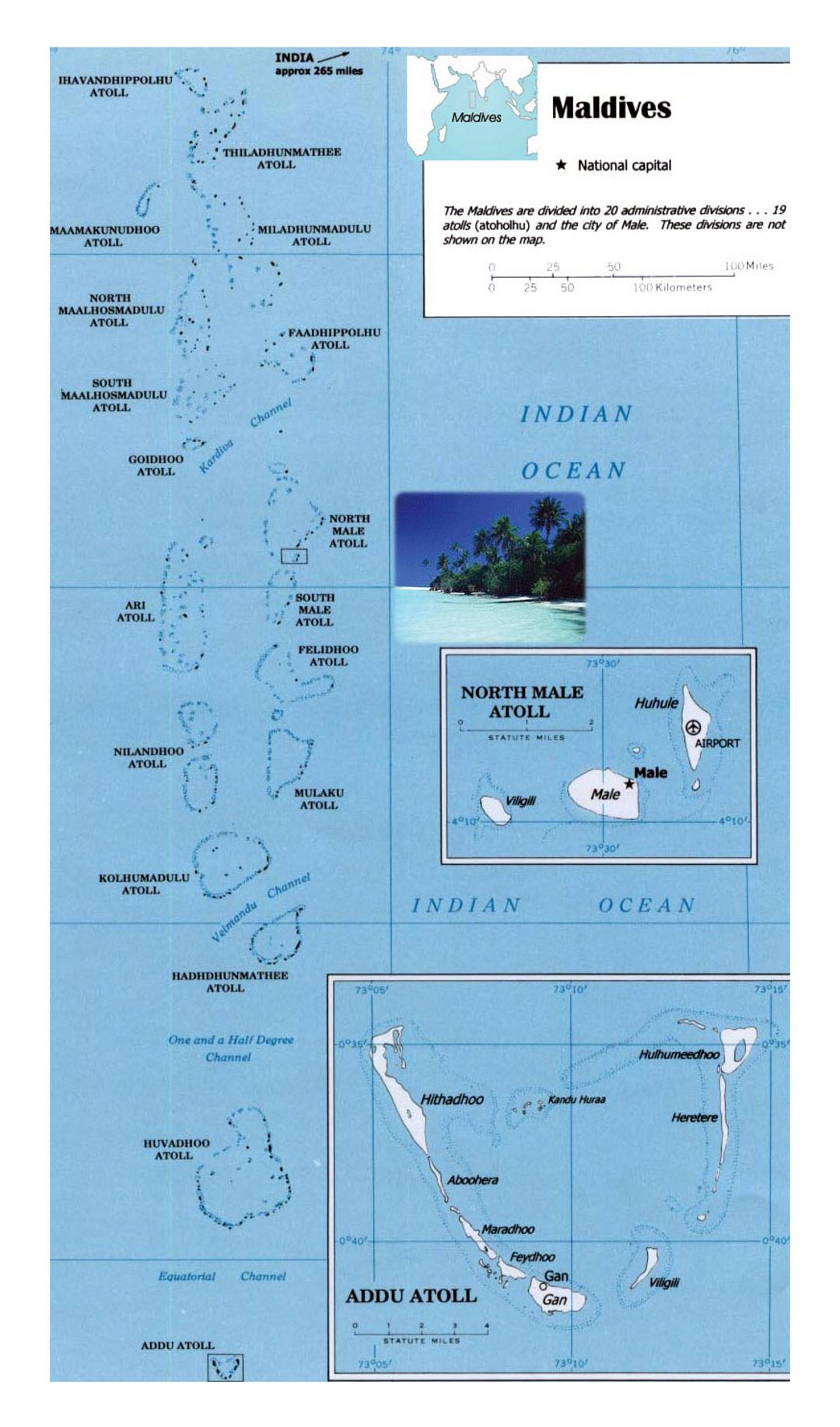 Детальная политическая карта Мальдив