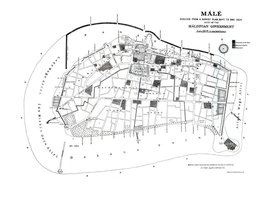 Большая детальная старая карта Мале - 1920