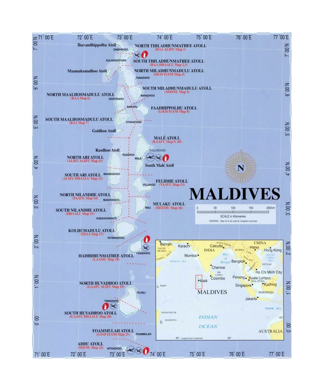 Политическая карта Мальдив