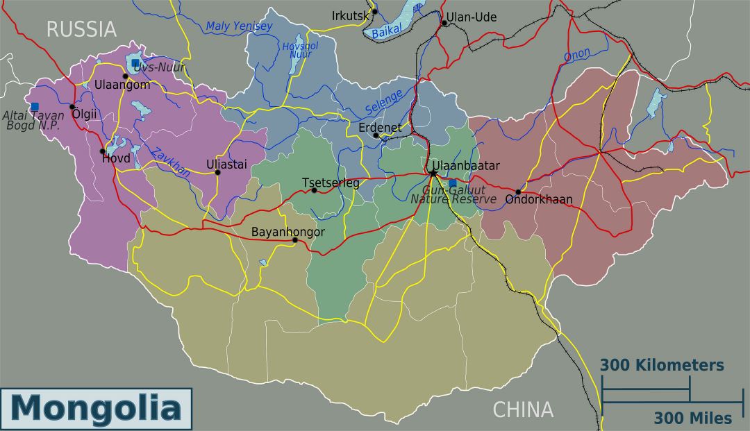 Большая карта регионов Монголии