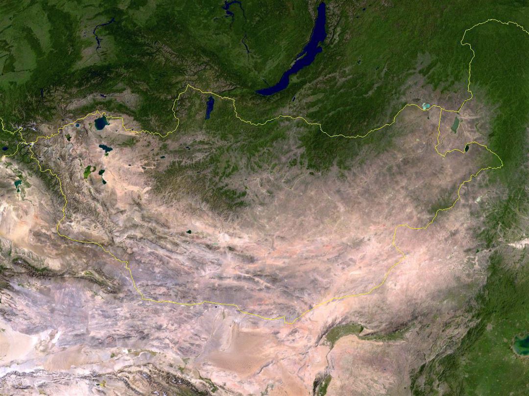 Большая спутниковая карта Монголии