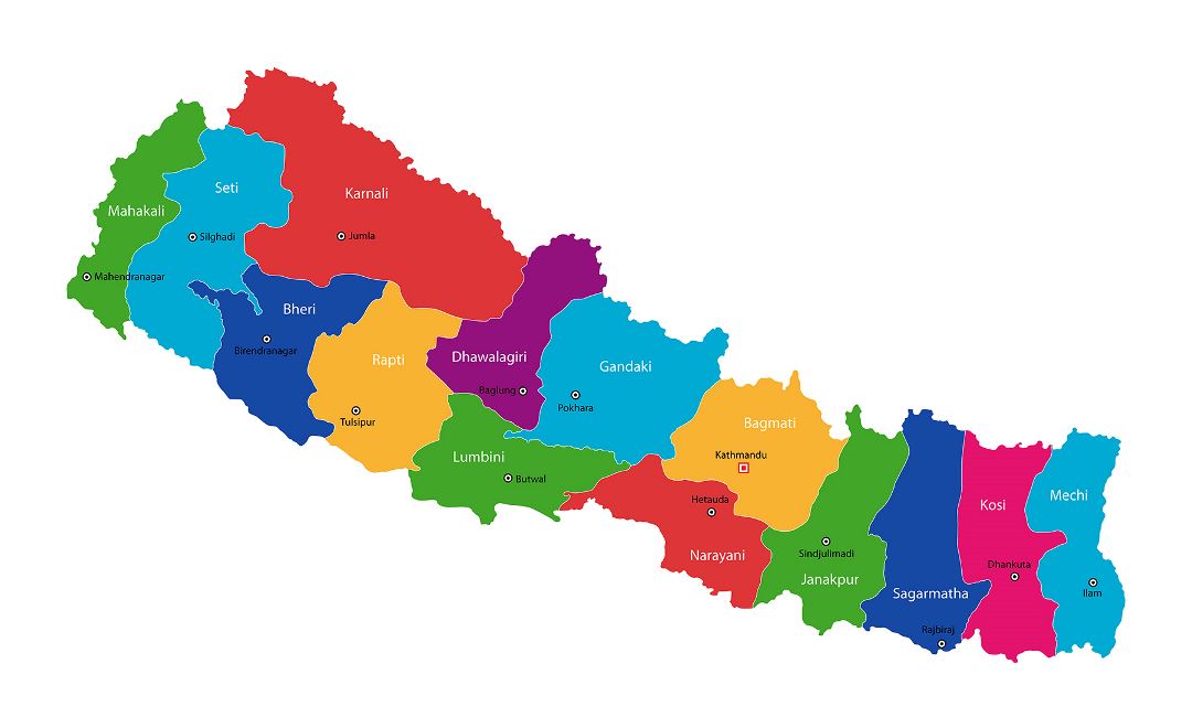 Большая административная карта Непала