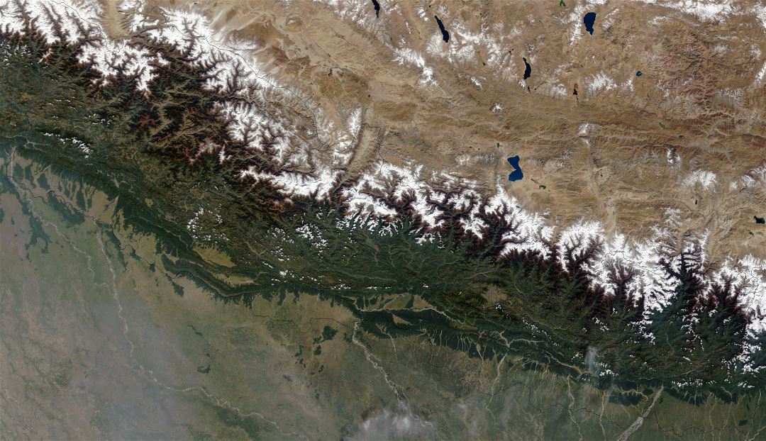 Большая детальная спутниковая карта Непала