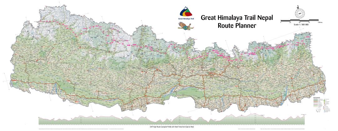 Крупномасштабная туристическая карта Непала с другими пометками