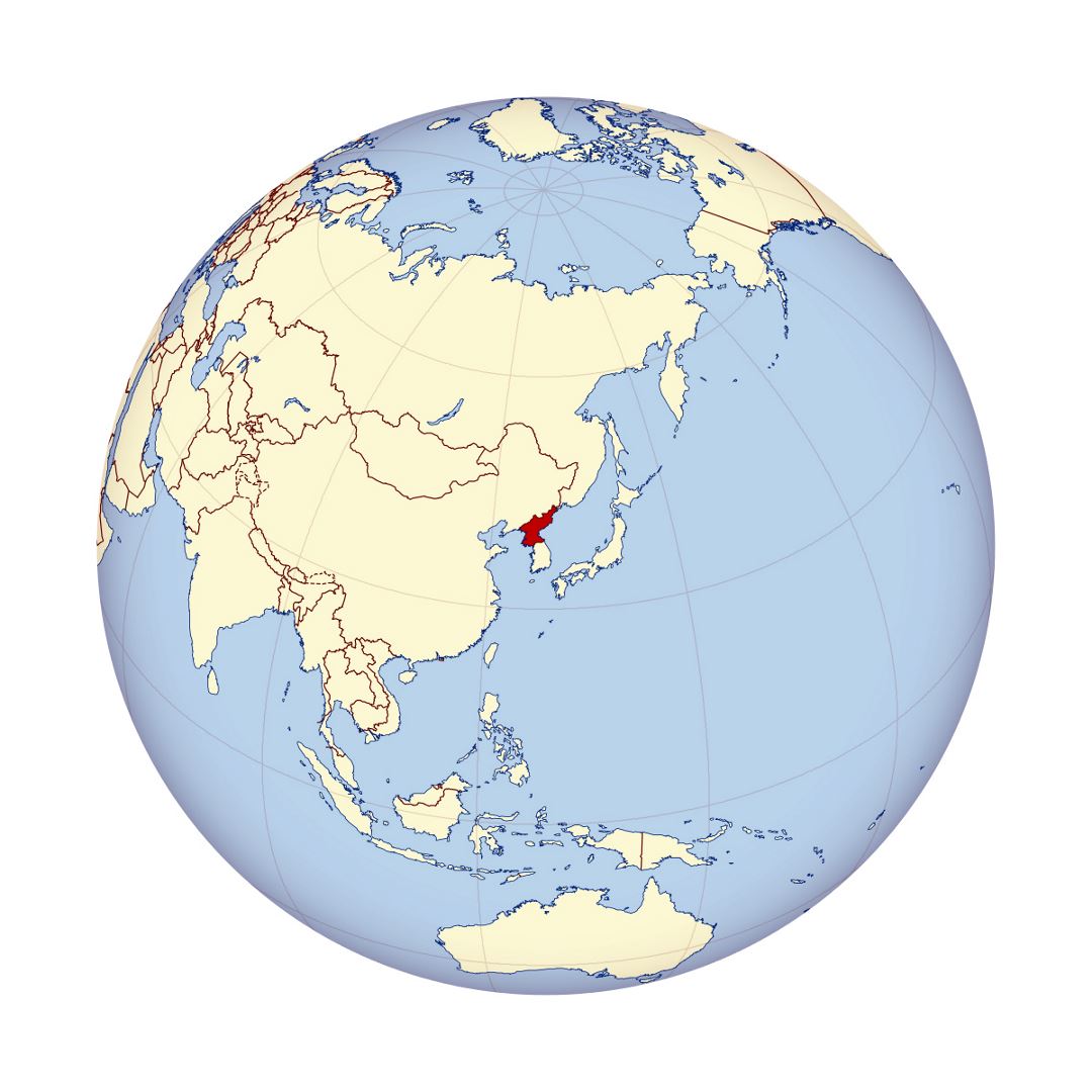 Детальная карта расположения Северной Кореи в Азии