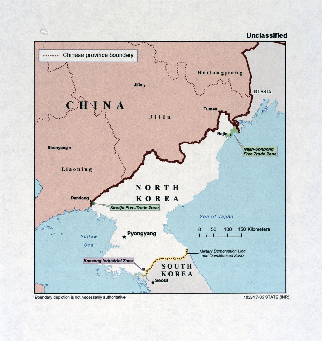 Большая детальная карта Китая и Северной Кореи - 2006
