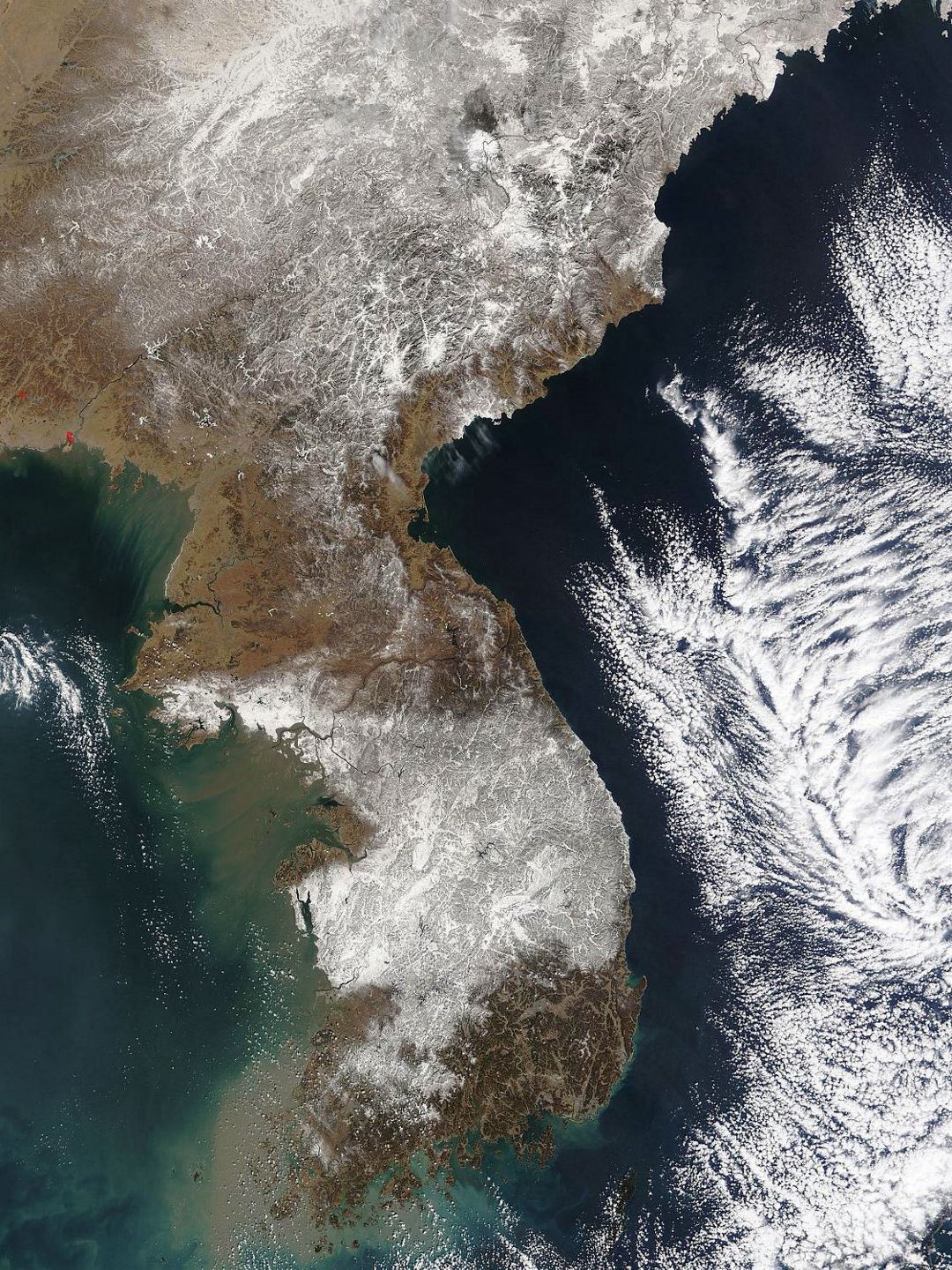 Большая спутниковая карта Корейского полуострова
