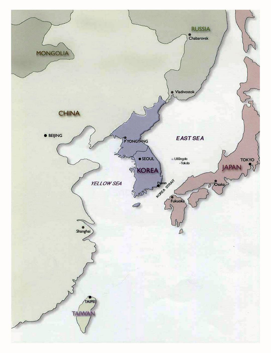 Политическая карта Корейского полуострова - 2001