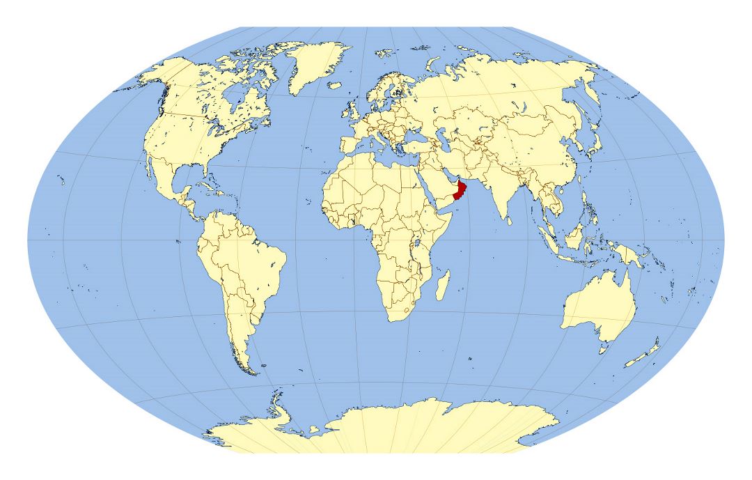 Большая карта расположения Омана