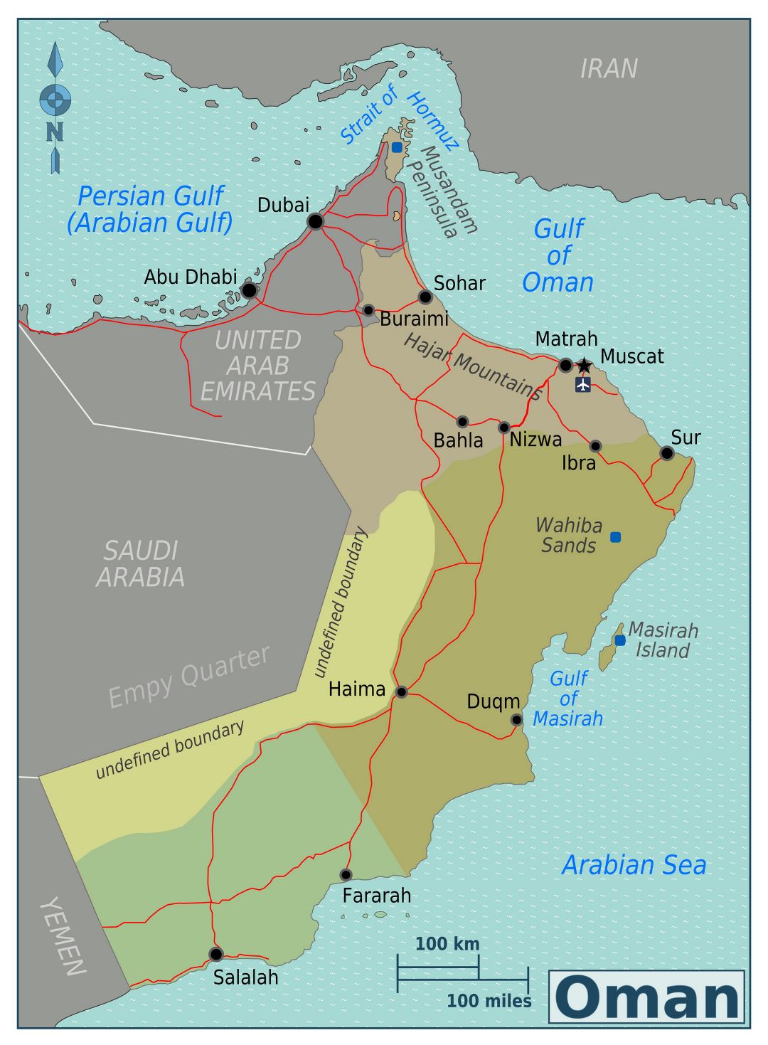 Большая карта регионов Омана