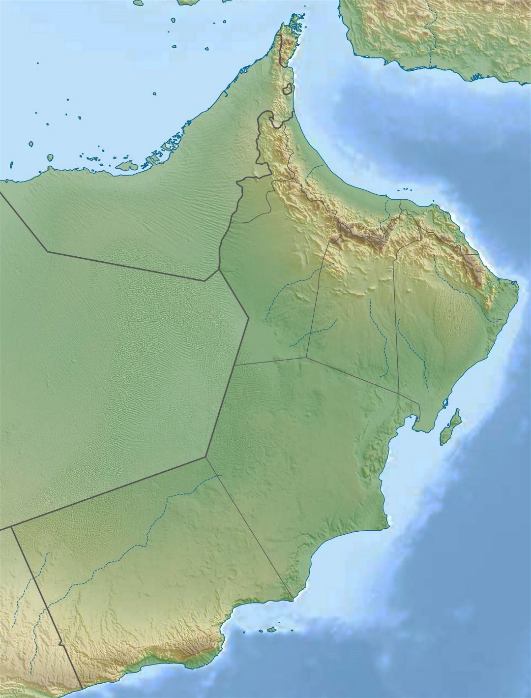Большая карта рельефа Омана