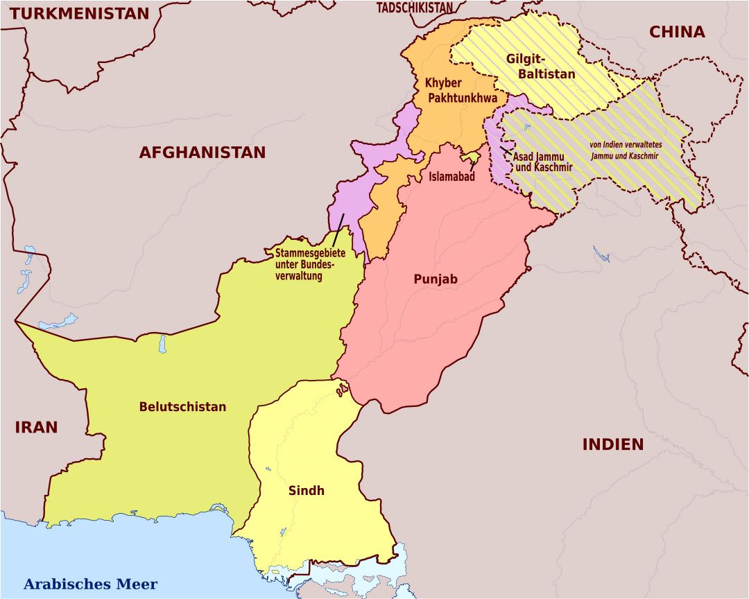 Большая административная карта Пакистана