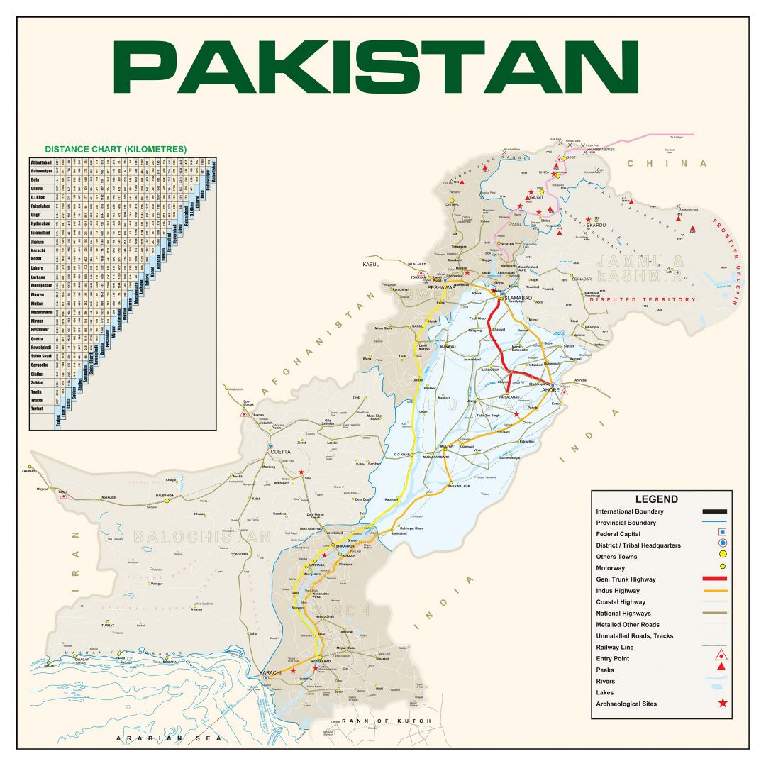 Большая детальная карта Пакистана