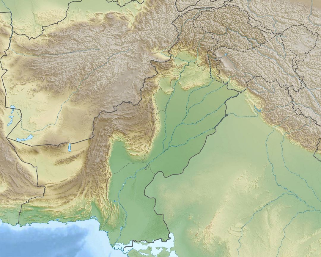 Большая карта рельефа Пакистана