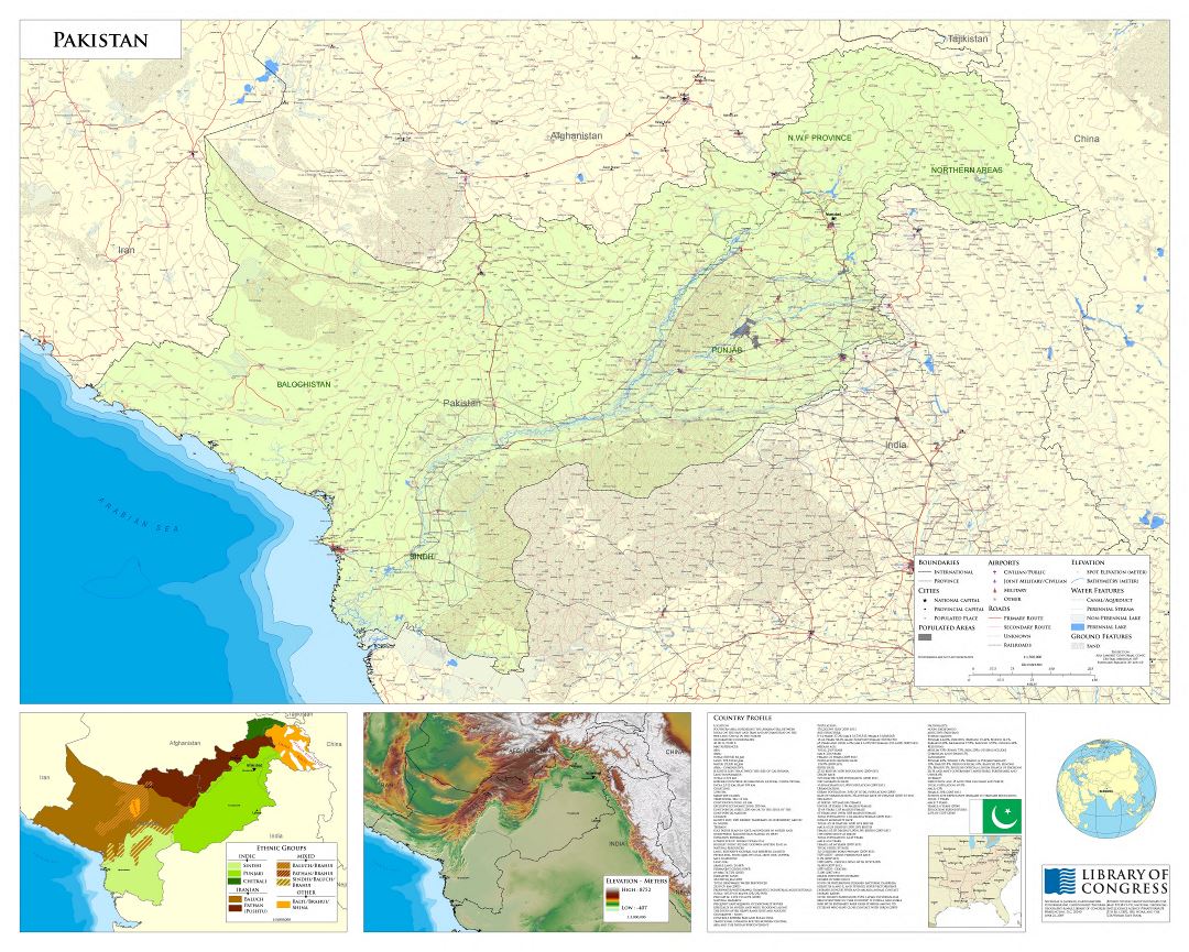 Крупномасштабная детальна карта Пакистана - 2009